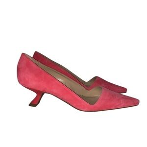 NWOT Lafayette 148 New York pink suede scarlet heels